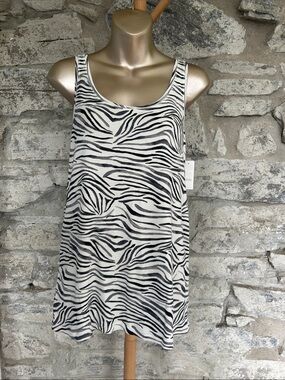 LOFT Black and White Zebra Print Tank Top